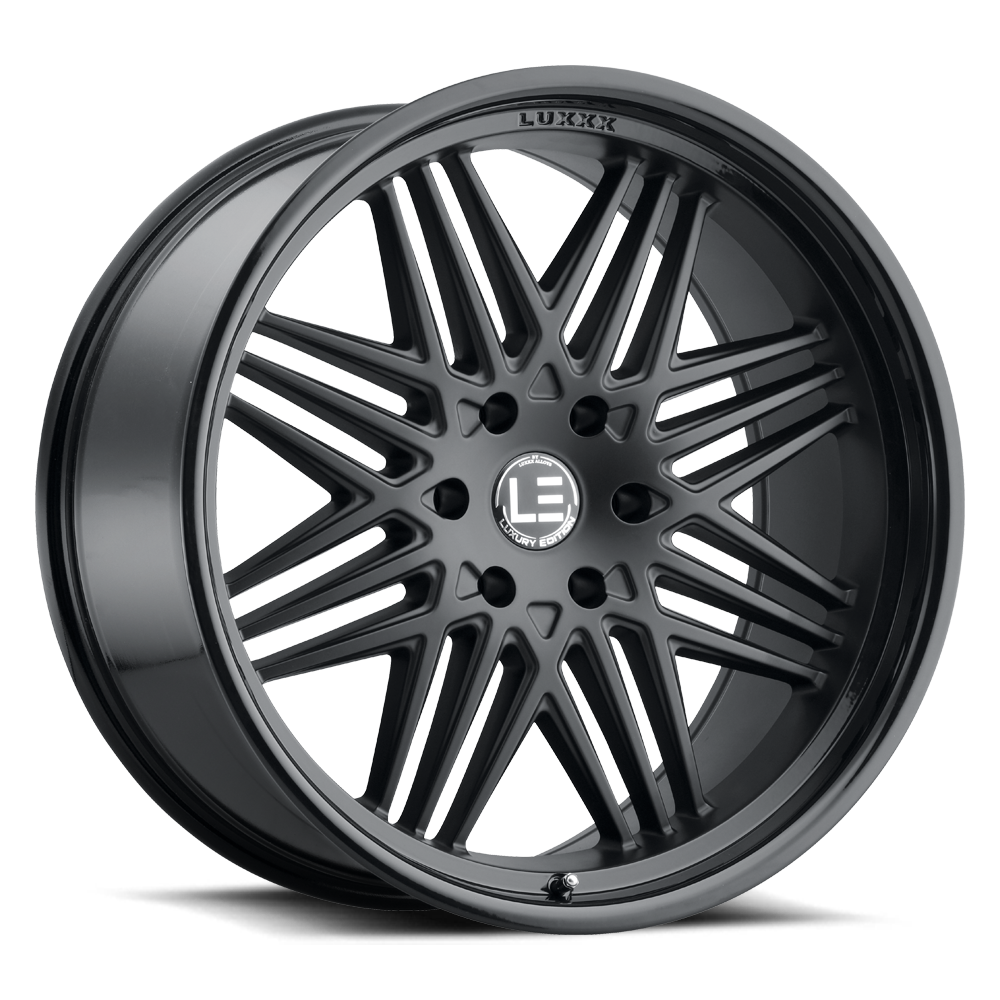 LUX LE4 22X9 6X139.7 +15 78.1 Gloss Black Lip Matte Black Face