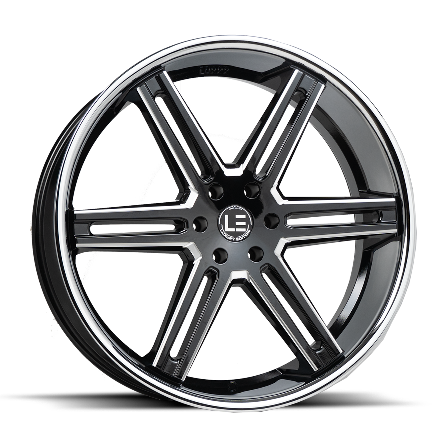 LUXLE12 SSL 24X9.5 6X135 +30 87.1 Gloss Black Milled Stainless Steel Lip