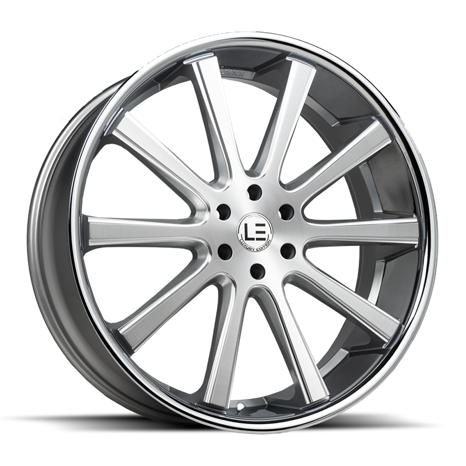 LUXLE13 SSL 24X9.5 5X120 +18 73.1 Brushed Face Milled Stainless Steel Lip