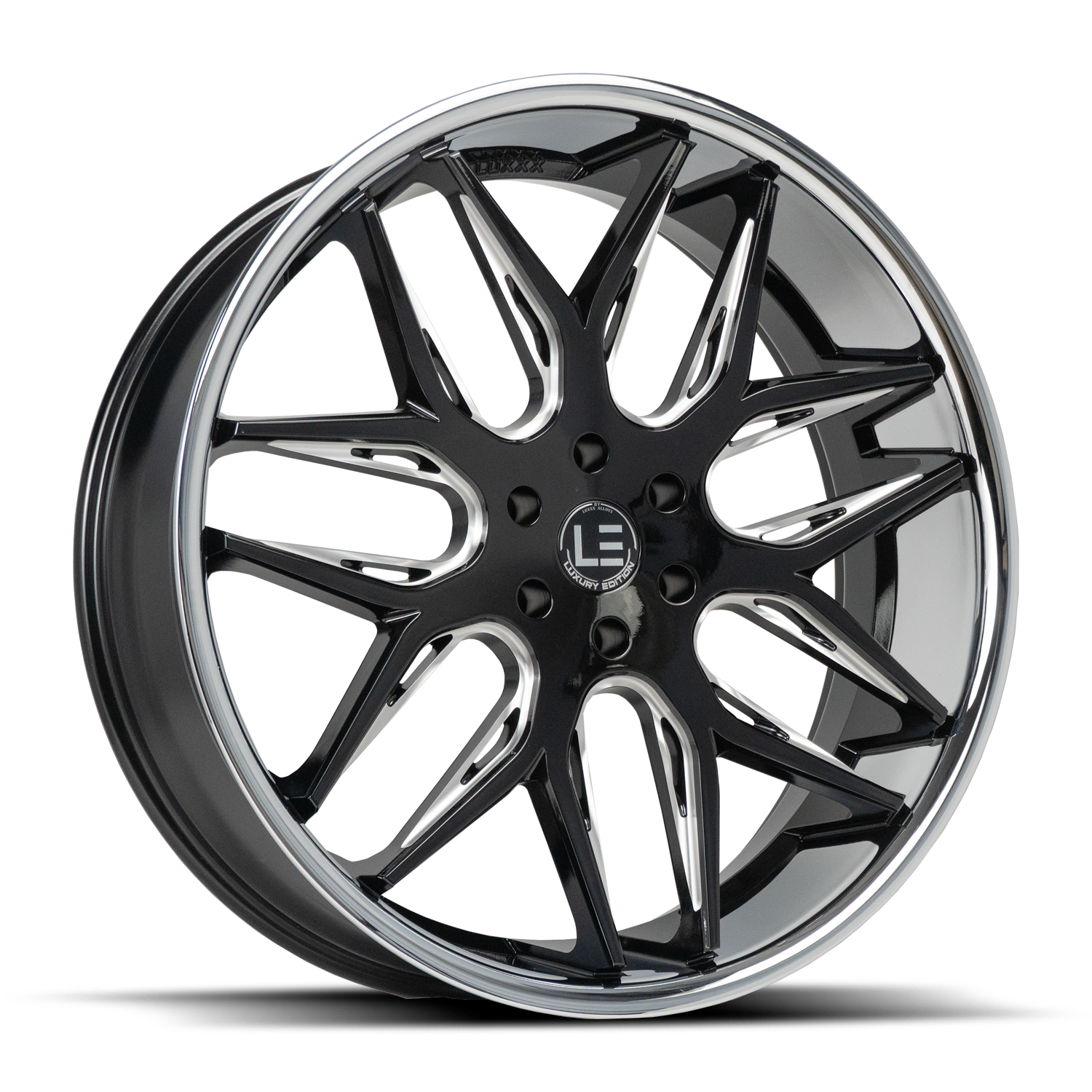 LUXLE14 SSL 20X8.5 5X112 +29 66.6 Gloss Balck Milled Stainless Steel Lip
