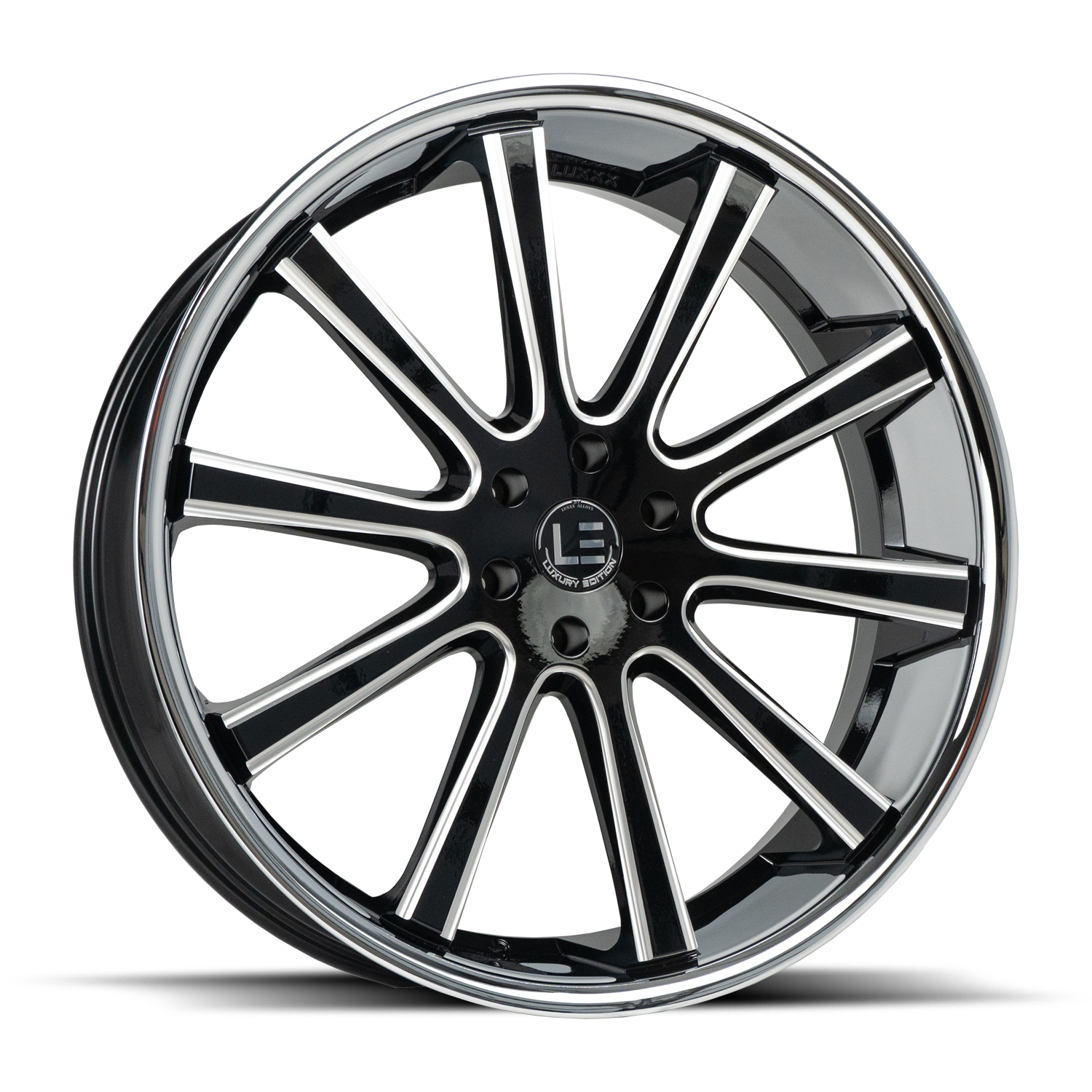 LUXLE13 SSL 24X9.5 6X135 +30 87.1 Gloss Black Milled Stainless Steel Lip