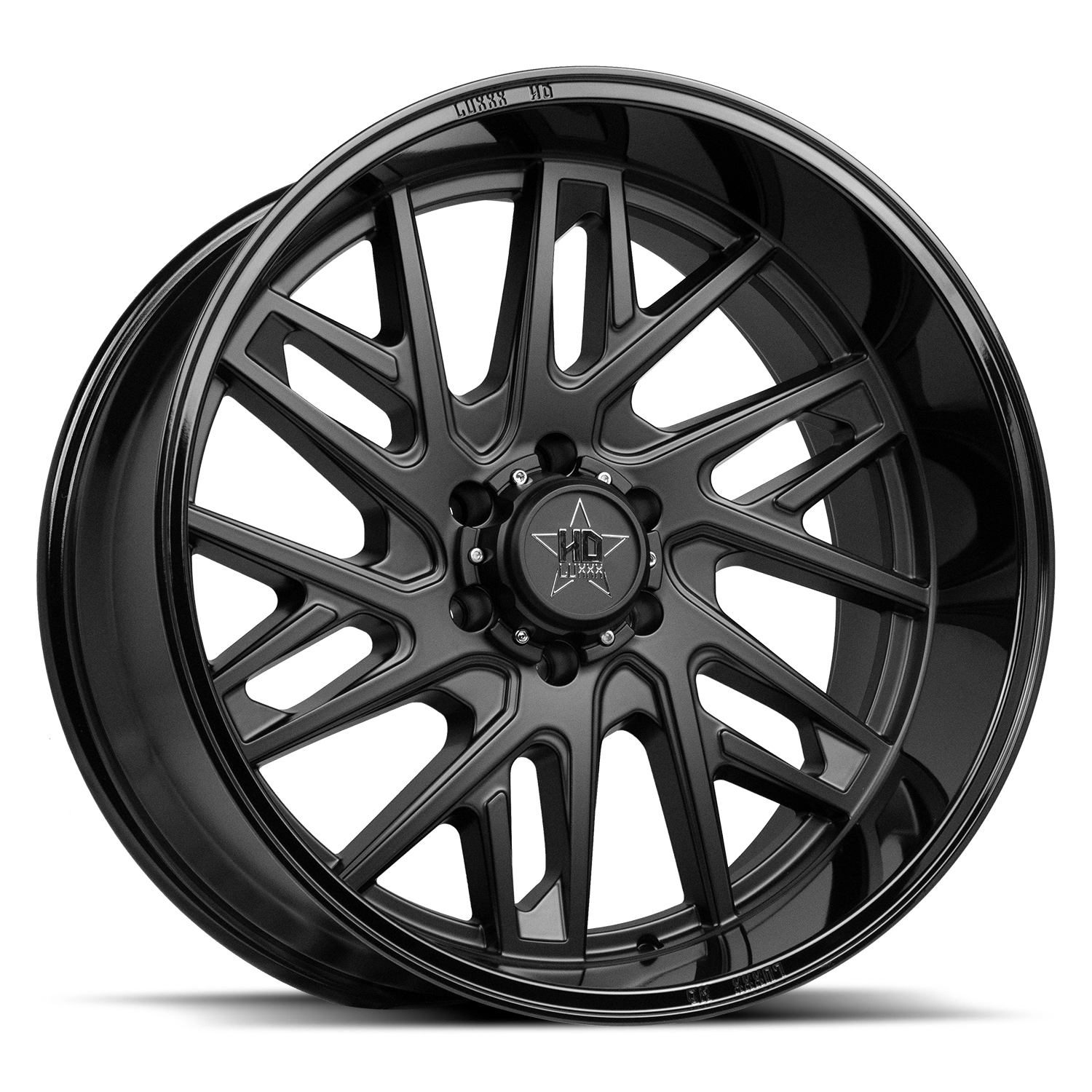 LHD29 22X11 8X180 -33 125/124.1 Gloss Black Lip Satin Black Face