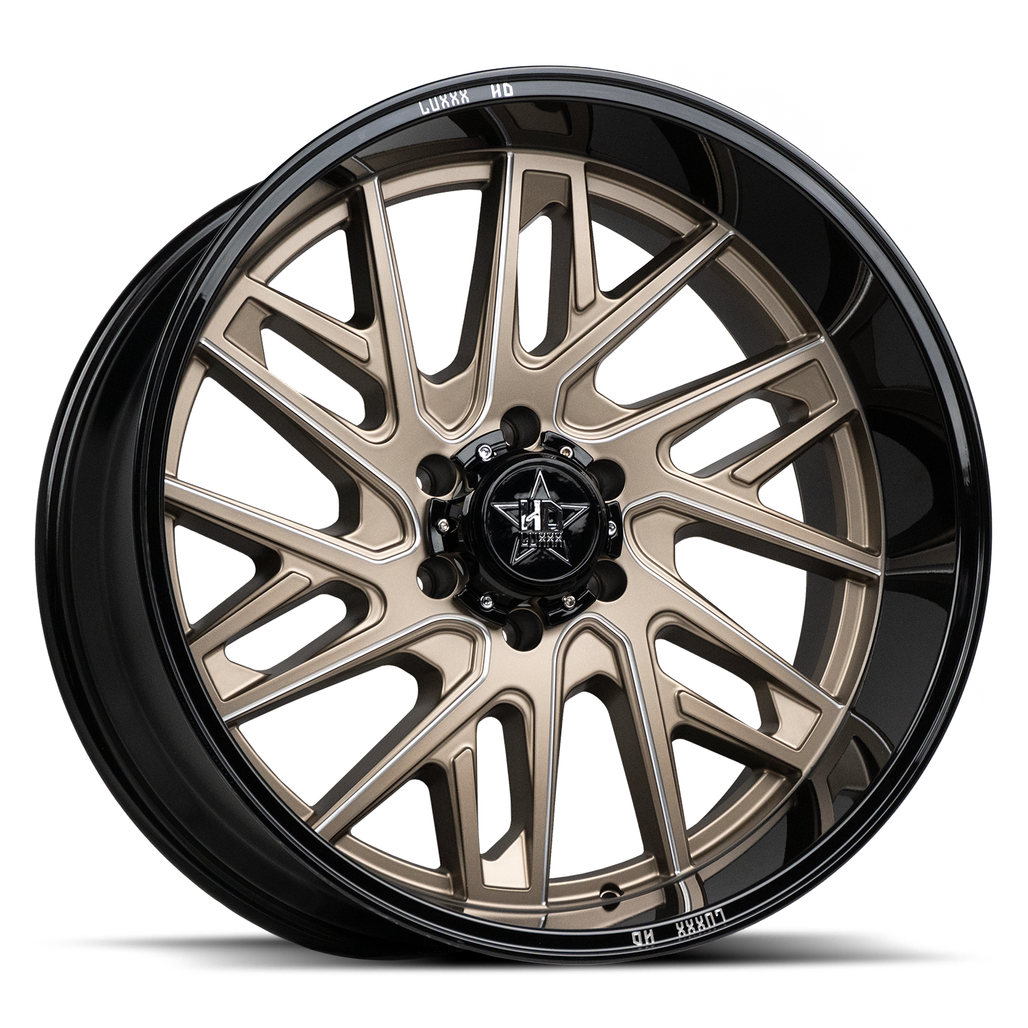 LHD29 24X12 6X135 -44 87.1 Gloss Black Lip Satin Bronze Face Milled Edges