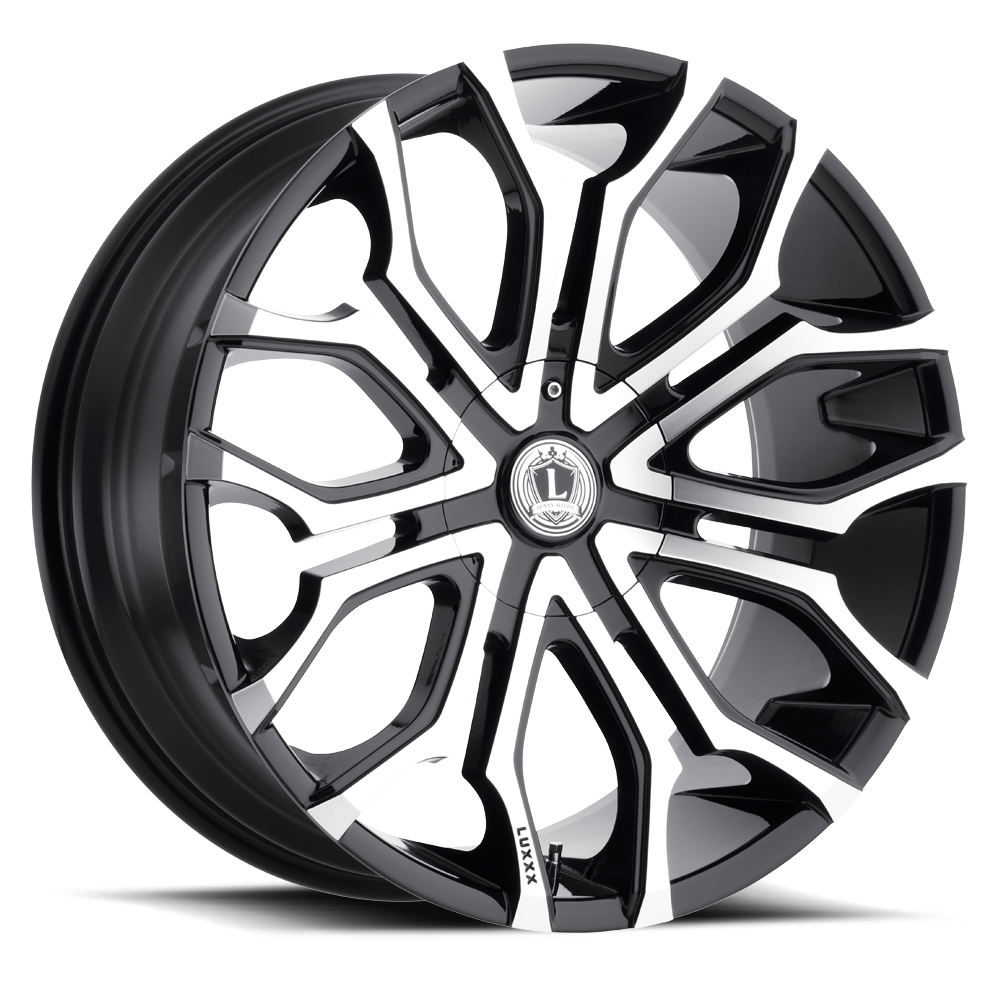 LUX19 22X9.5 5115/120 +15 74.1 Gloss Black Machined Face