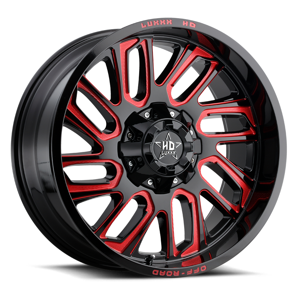 LHD18 22X10 8165/170 -18 125 Gloss Black Red Milling