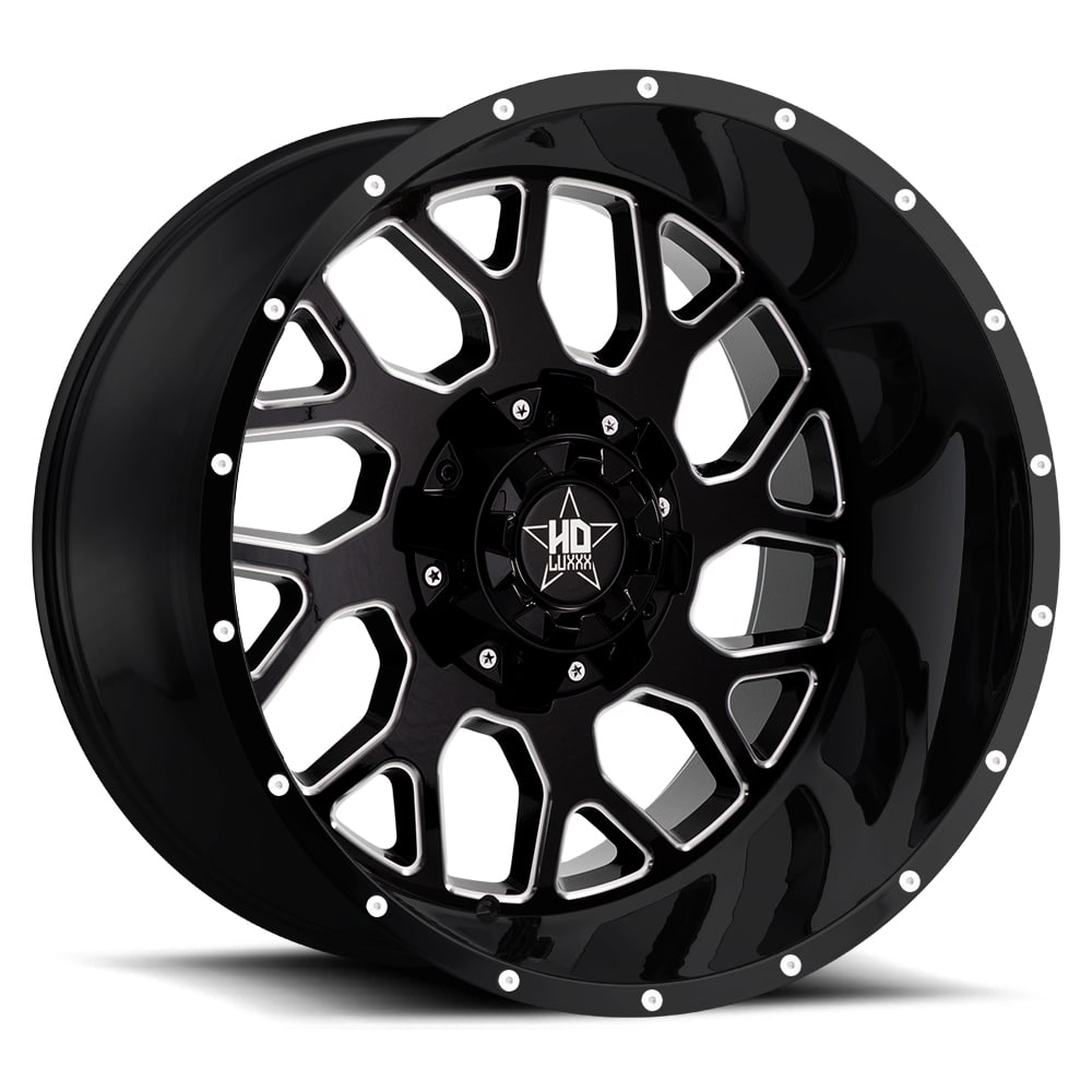 LHD8 24X14 8X165 -76 122.1 Gloss Black Milled