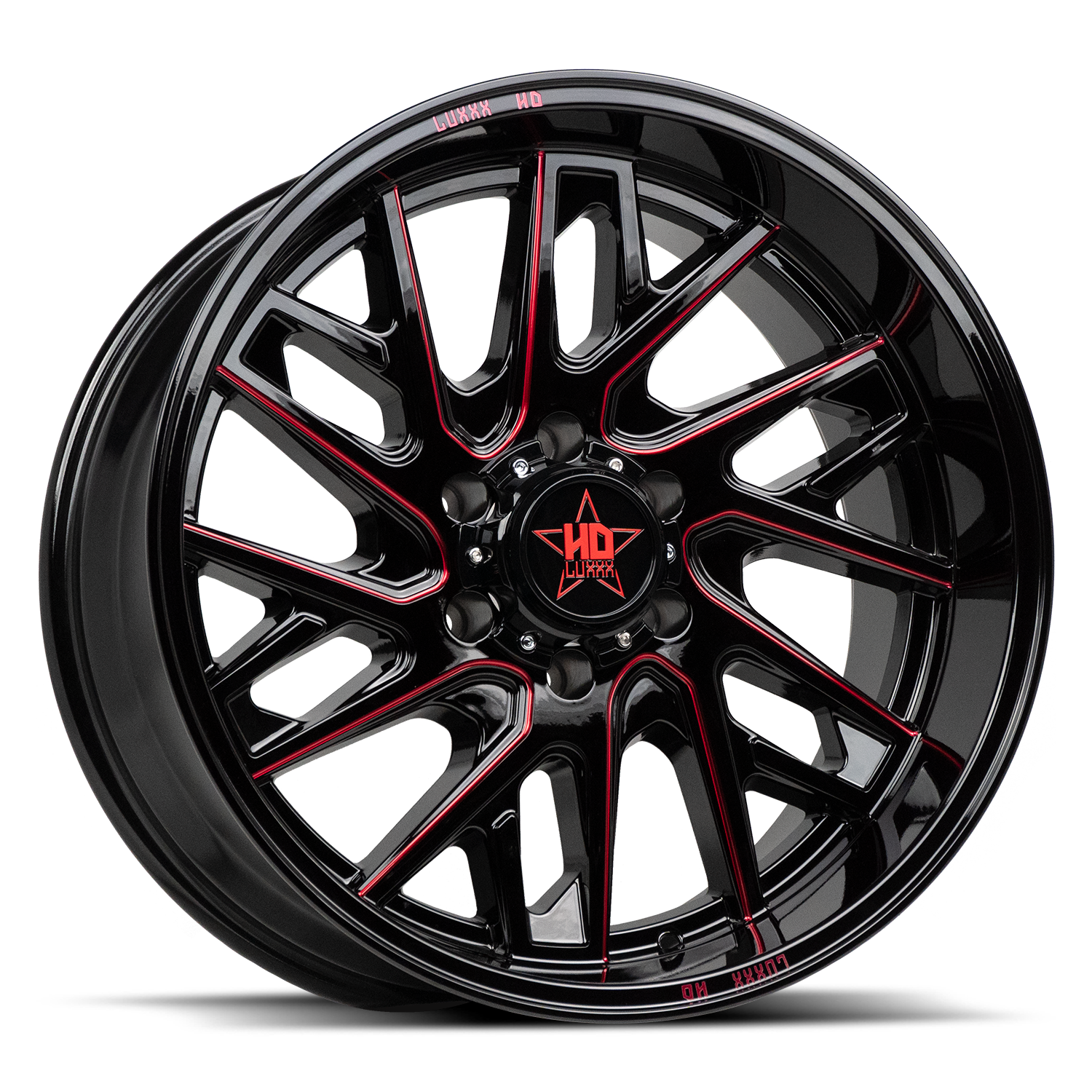 LHD29 22X11 8X170 -33 125/124.1 Gloss Black Red Milling