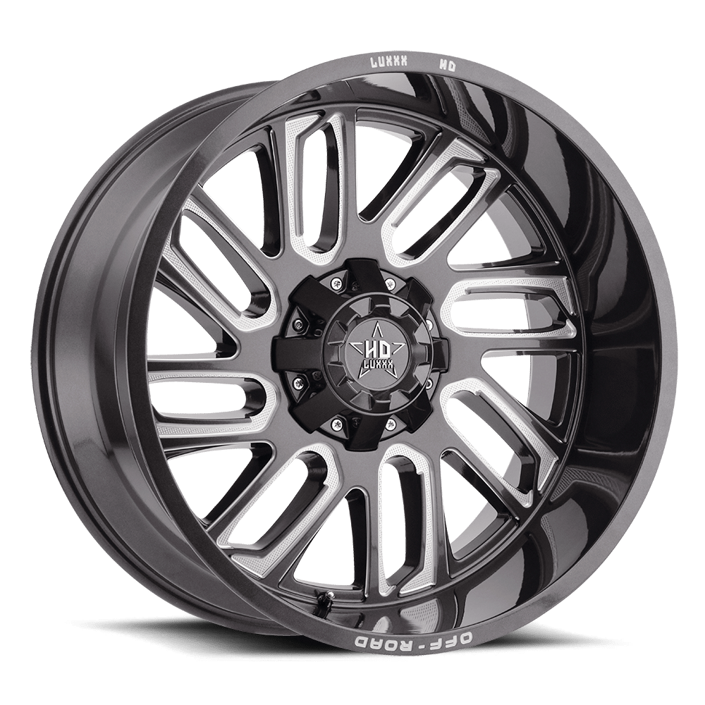 Luxxx Off-Road LHD18 22X12 Lava Grey / Milled Laser Cut