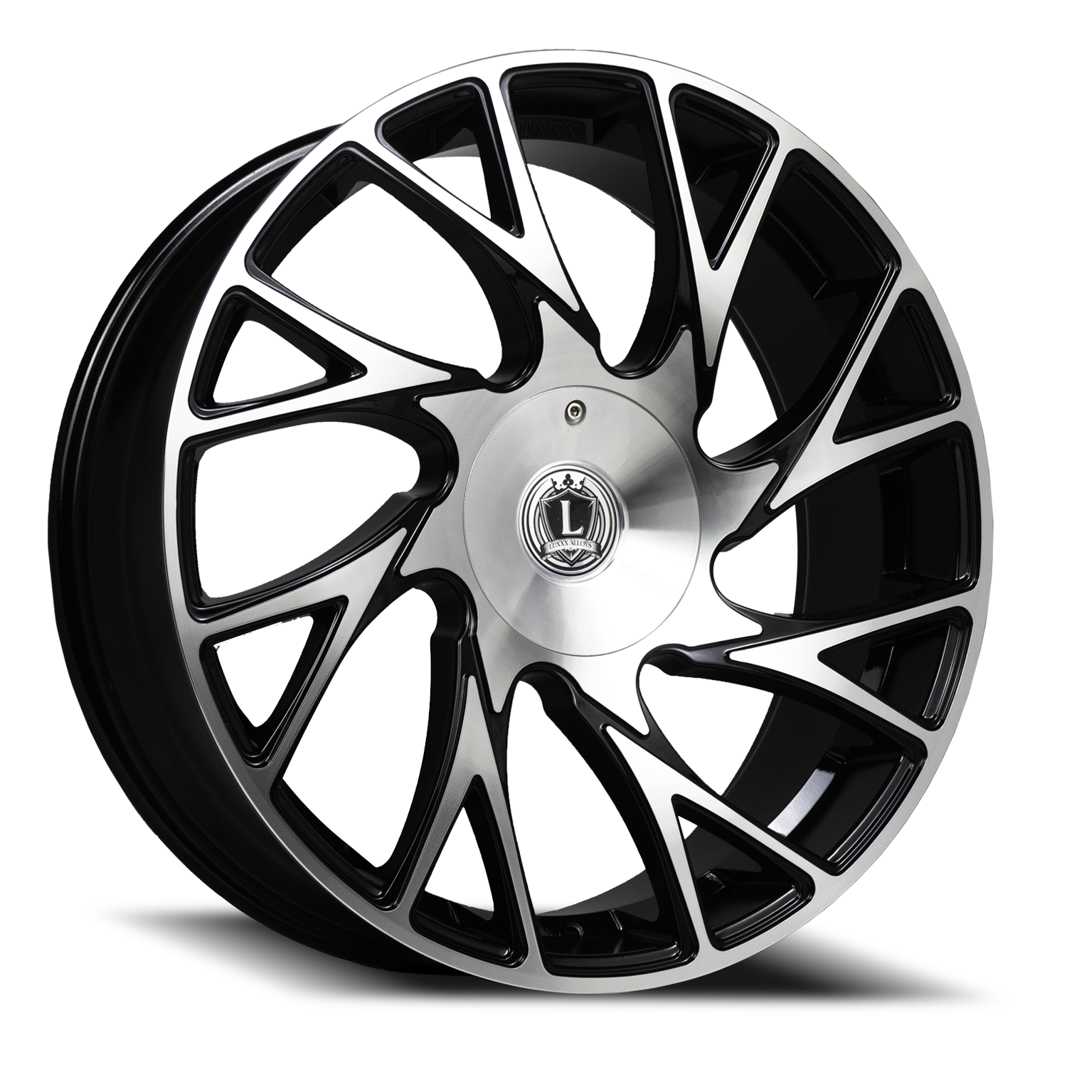 LUX32 22X9 6120/132 +33 74.6 Gloss Black Machined Face