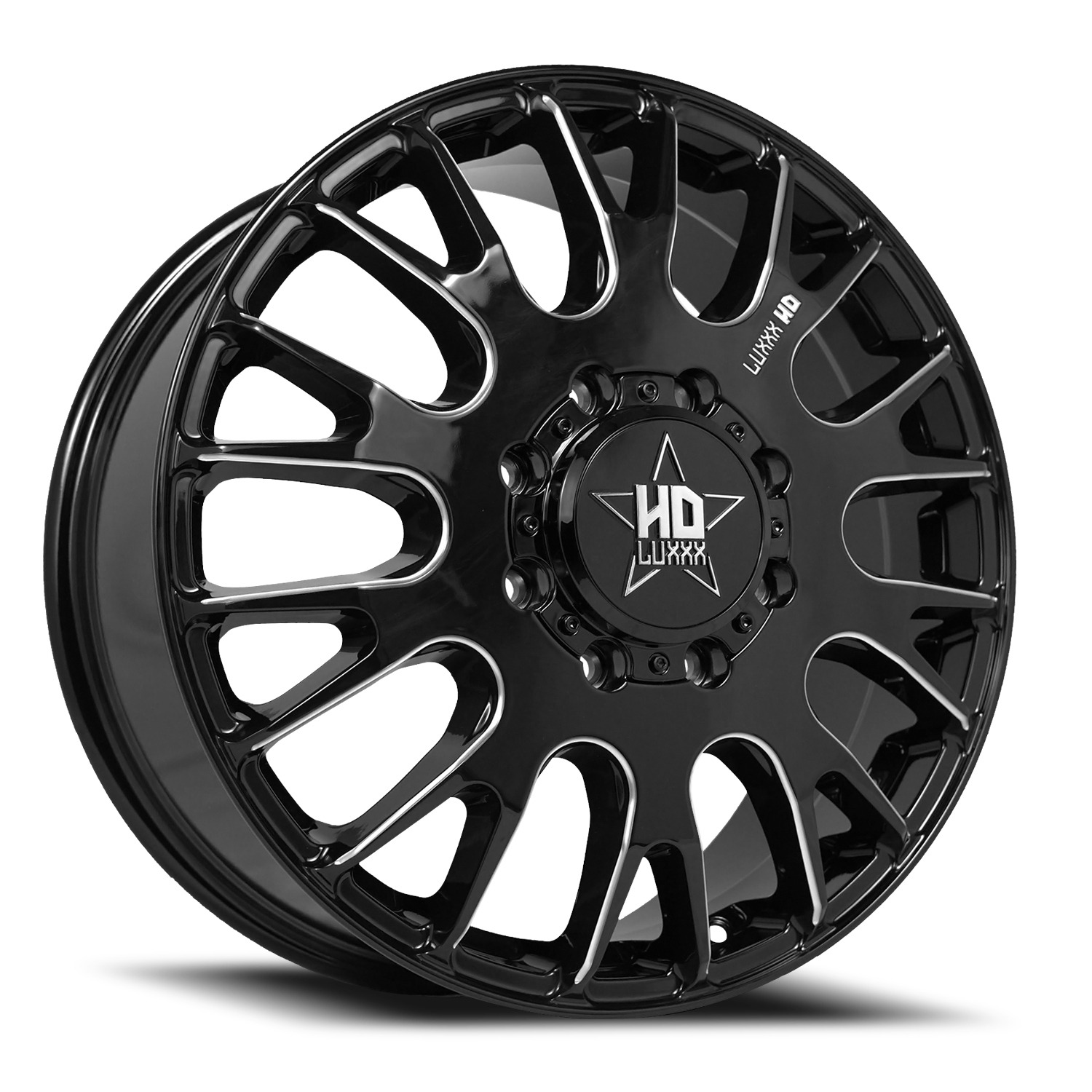 DUALLY HD34 20X8.25 8X200 115 142 Gloss Black Milled (Front)
