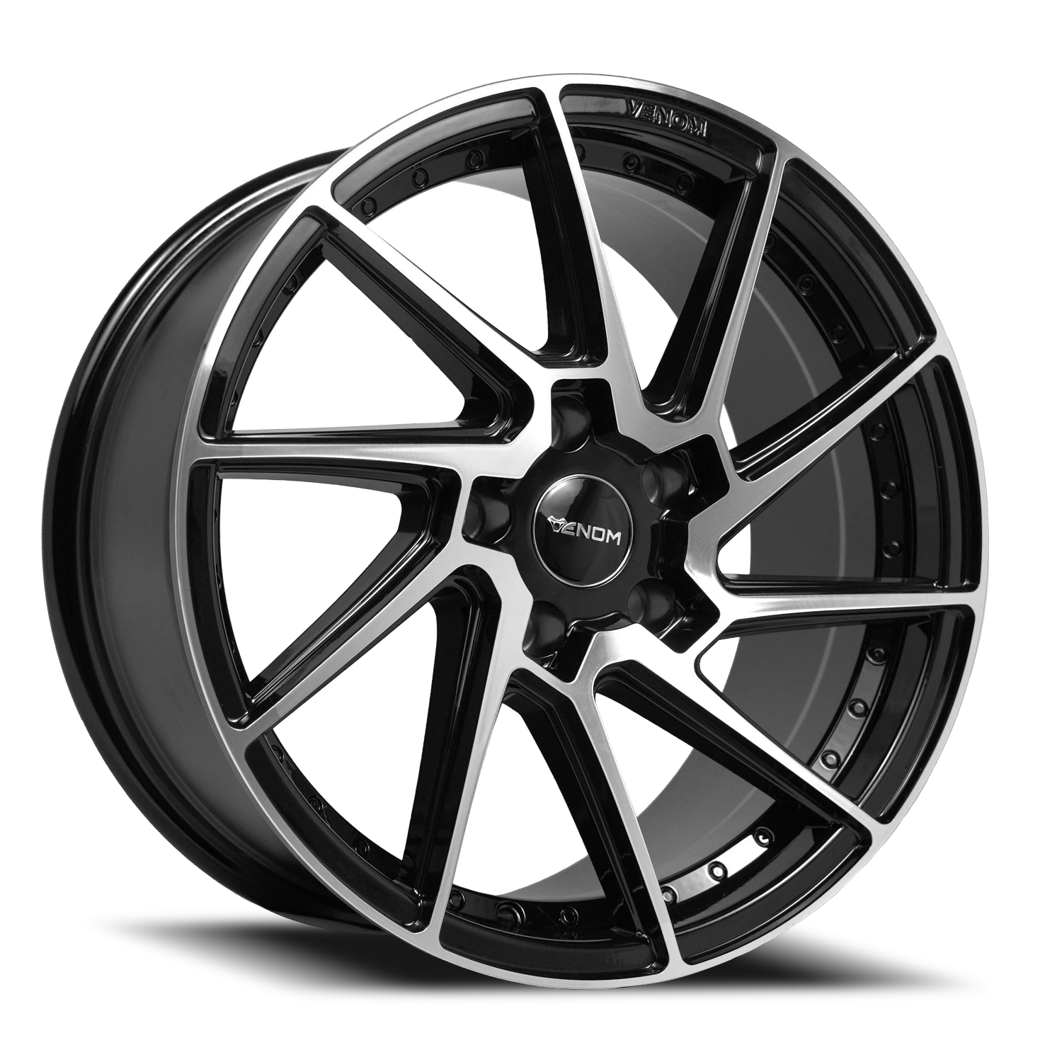 VENOM47 17X8 5108 +35 73.1 Gloss Black Machined Face