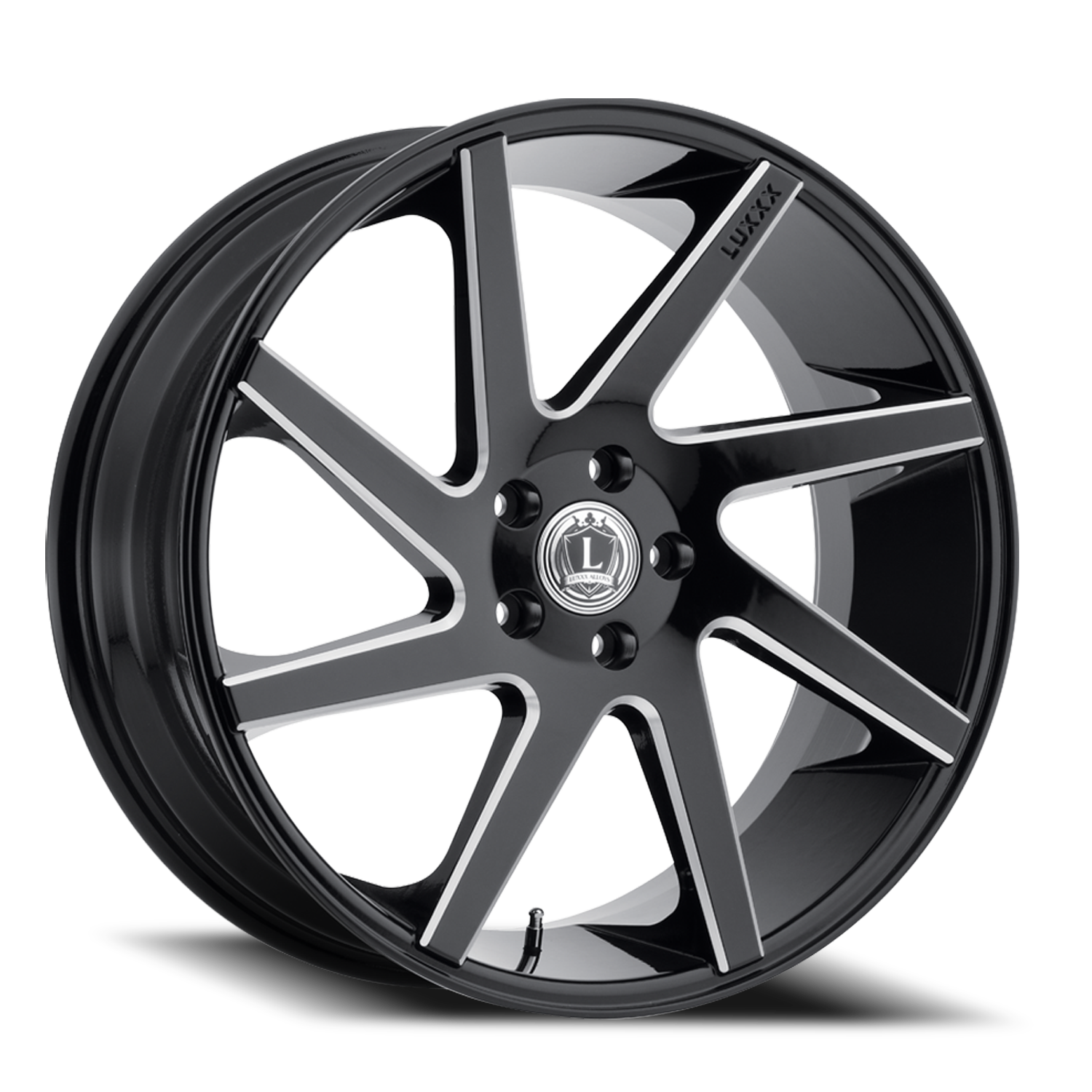 LUX8 22X8.5 5X114.3 +38 73.1 Gloss Black Milled